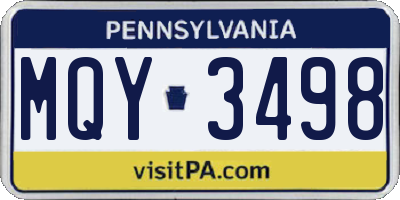 PA license plate MQY3498