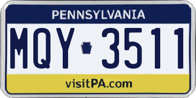 PA license plate MQY3511