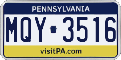 PA license plate MQY3516