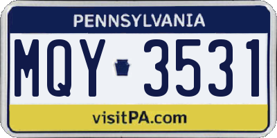 PA license plate MQY3531