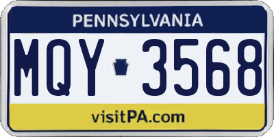 PA license plate MQY3568