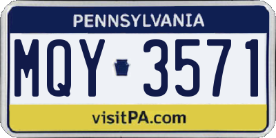 PA license plate MQY3571