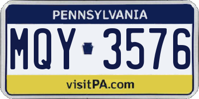 PA license plate MQY3576