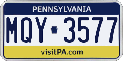 PA license plate MQY3577