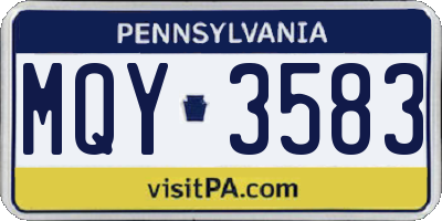PA license plate MQY3583