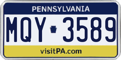 PA license plate MQY3589