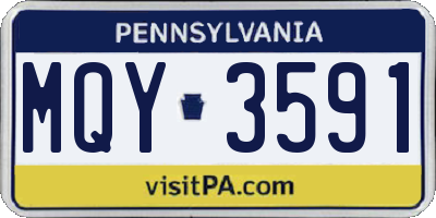 PA license plate MQY3591