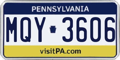 PA license plate MQY3606