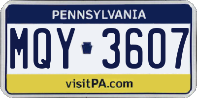 PA license plate MQY3607