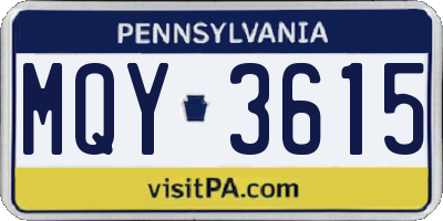 PA license plate MQY3615
