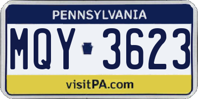 PA license plate MQY3623