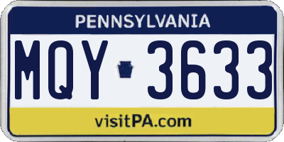 PA license plate MQY3633