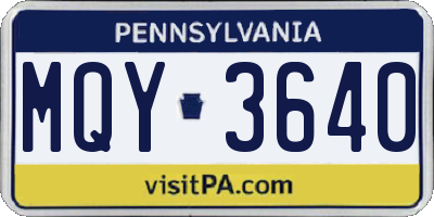 PA license plate MQY3640