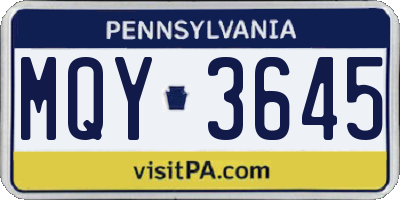 PA license plate MQY3645