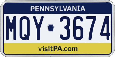 PA license plate MQY3674