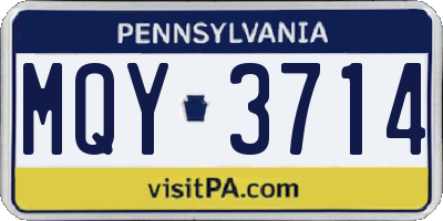 PA license plate MQY3714