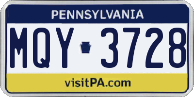 PA license plate MQY3728