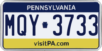 PA license plate MQY3733