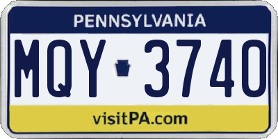 PA license plate MQY3740
