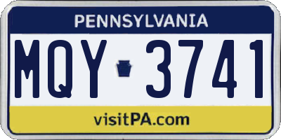 PA license plate MQY3741