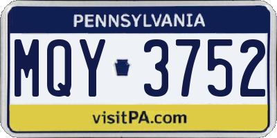 PA license plate MQY3752