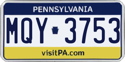 PA license plate MQY3753