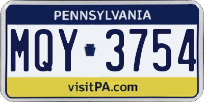 PA license plate MQY3754