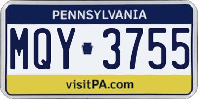 PA license plate MQY3755