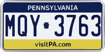 PA license plate MQY3763