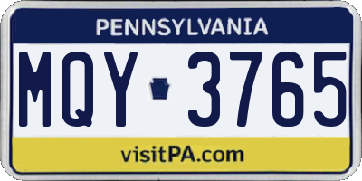 PA license plate MQY3765
