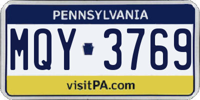 PA license plate MQY3769