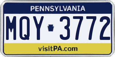PA license plate MQY3772