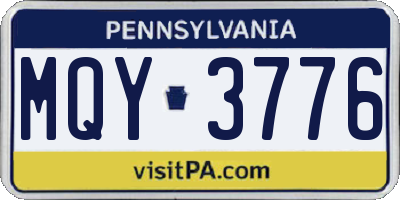 PA license plate MQY3776