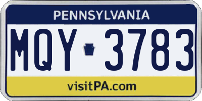 PA license plate MQY3783