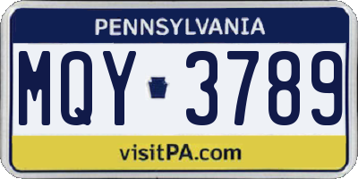 PA license plate MQY3789
