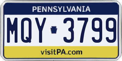 PA license plate MQY3799