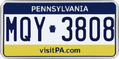 PA license plate MQY3808