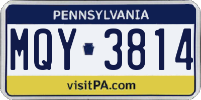 PA license plate MQY3814