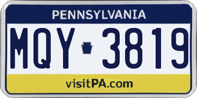 PA license plate MQY3819