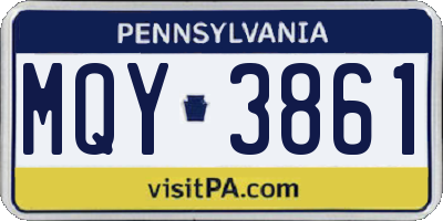 PA license plate MQY3861