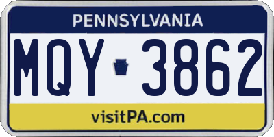PA license plate MQY3862