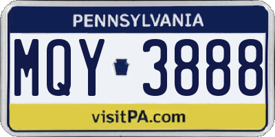 PA license plate MQY3888