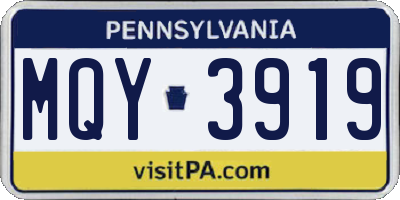 PA license plate MQY3919