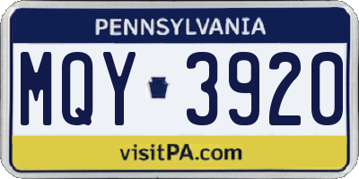 PA license plate MQY3920