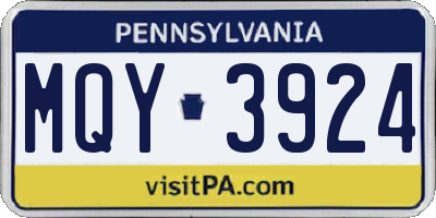 PA license plate MQY3924