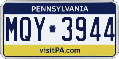PA license plate MQY3944