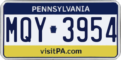 PA license plate MQY3954
