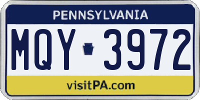 PA license plate MQY3972