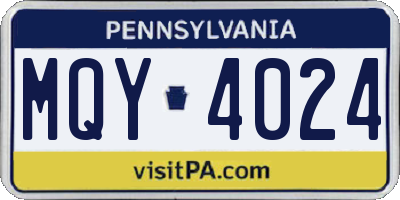 PA license plate MQY4024