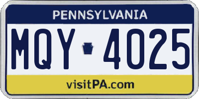 PA license plate MQY4025